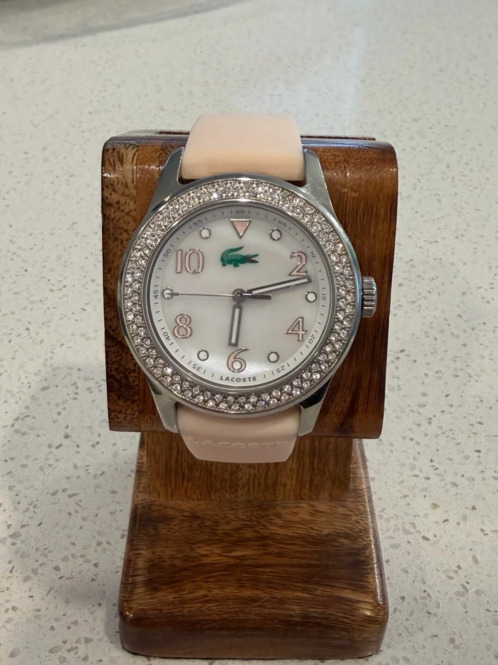 Lacoste Women's Pale Pink Silicone Strap Watch with Crystal Bezel